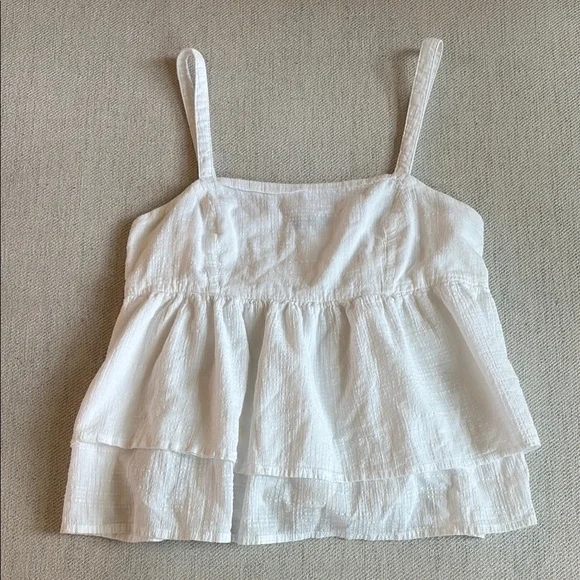 Flowy Cropped Babydoll Cotton Tank Top - Picture 1 of 5